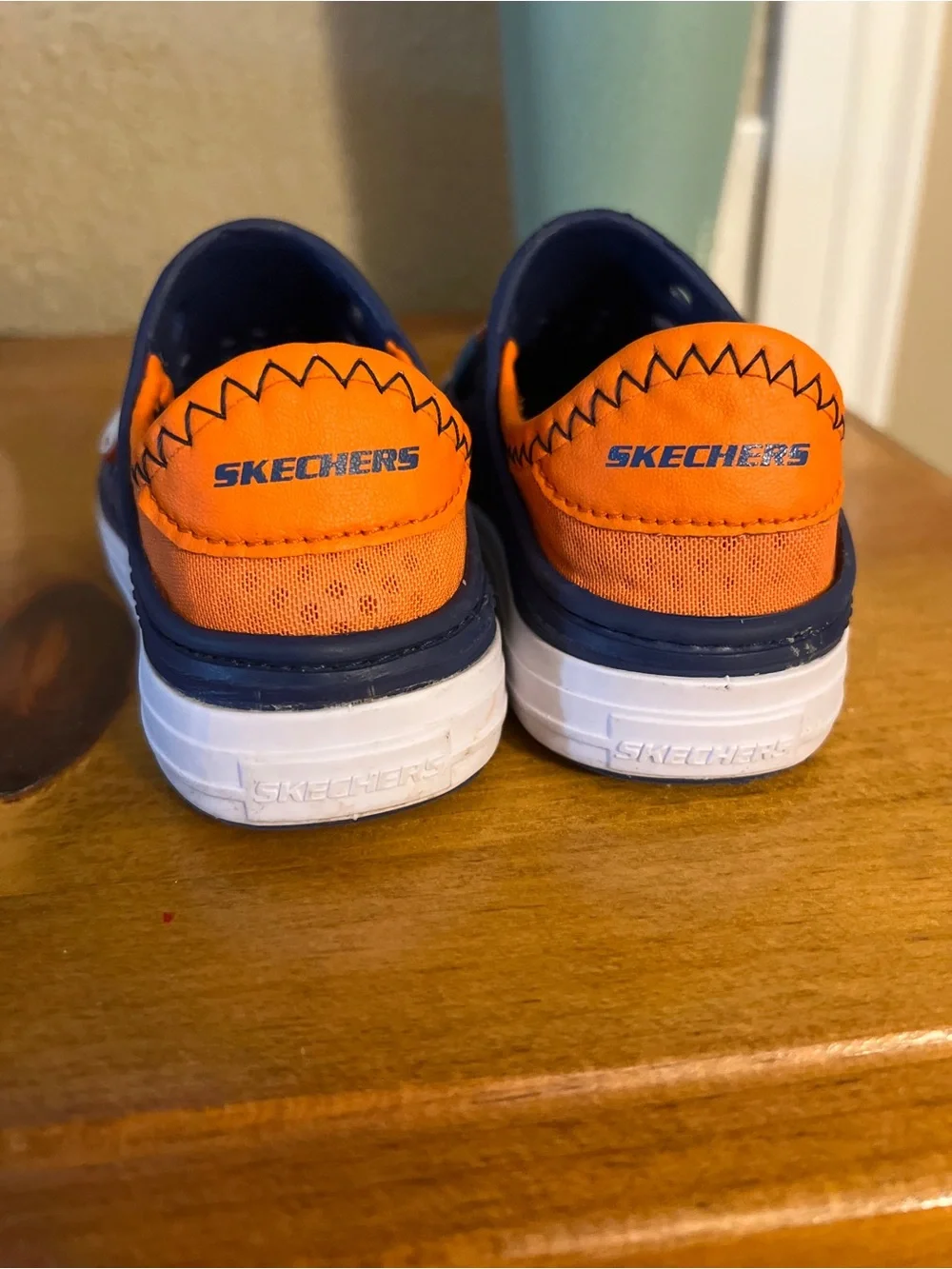 Skechers Kids Navy and Orange Slip-On Sport Shoes